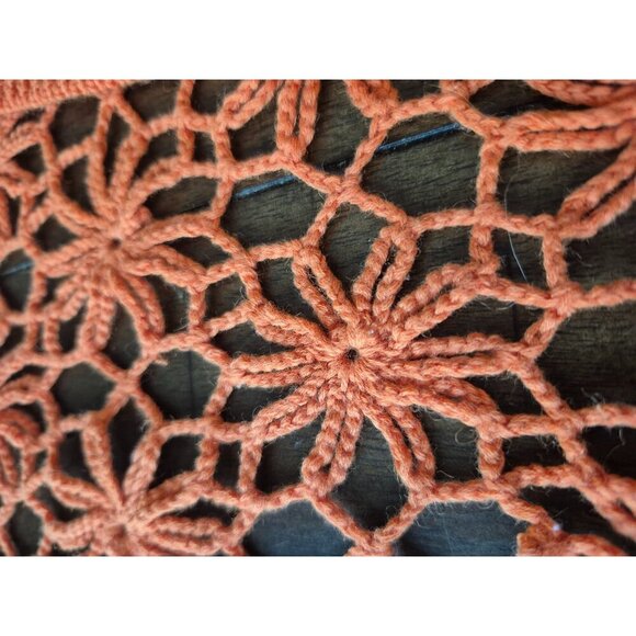 Erin London Orange Floral Open Knit Crochet Sweater Vest size L - Picture 5 of 5